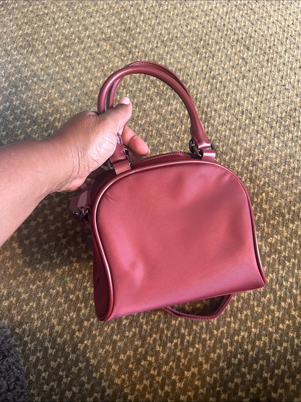 Lululemon Wine Burgundy Structured Bowler Crossbody Tote Bag - Picture 6 of 10